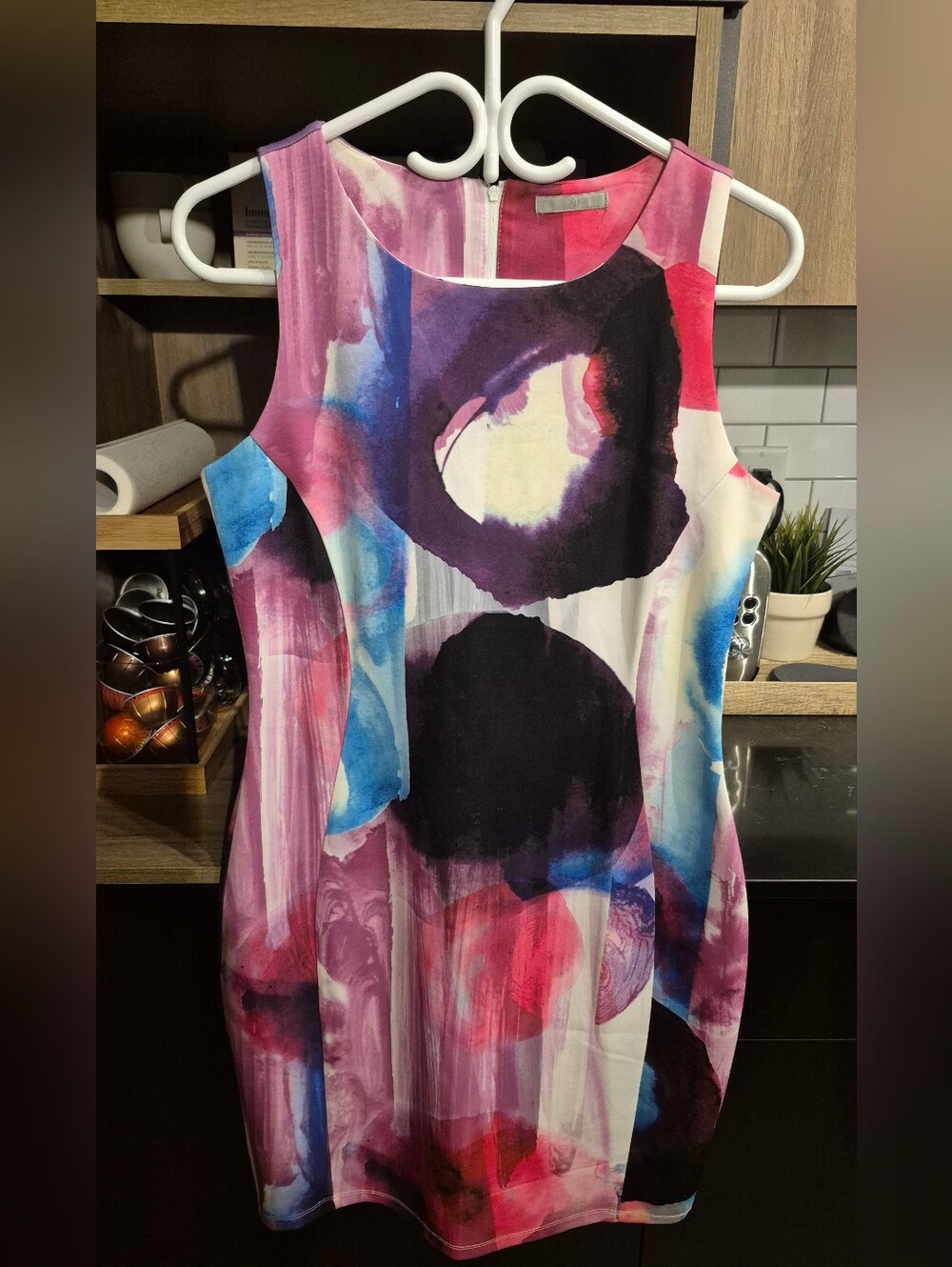 H&M Sleeveless Abstract Watercolor Shift Dress - Pink/Blue/Purple/Black